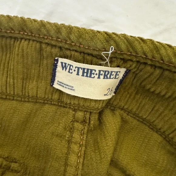 Free people Olive Green Corduroy Wide-Leg Pants - Picture 6 of 6